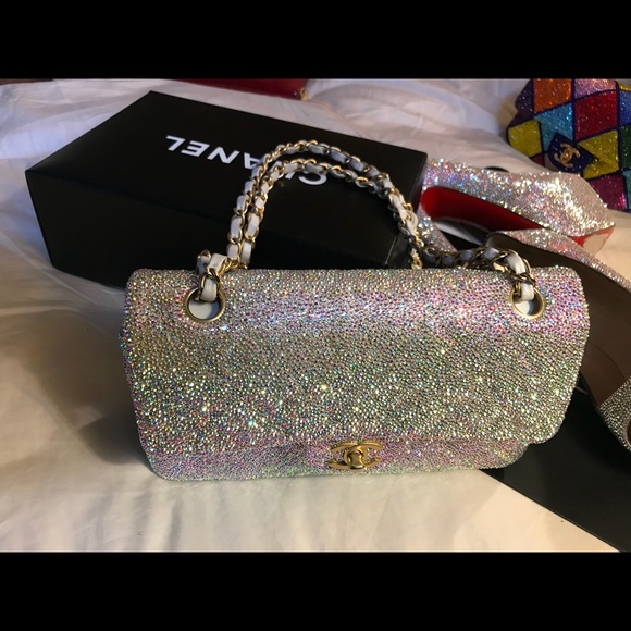 SOLD Authentic Swarovski Chanel Double Flap Bag - Picture 5 of 8